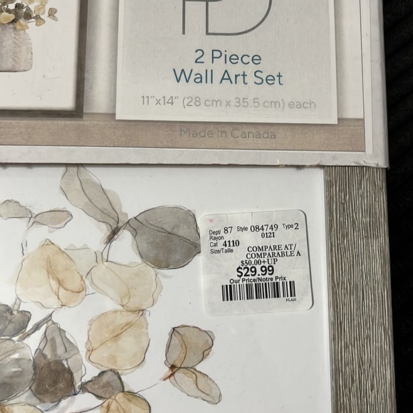 BOGO FREE ALL ITEMS! NWT set of 2 neutral floral framed prints 11 x 14 - Picture 4 of 5